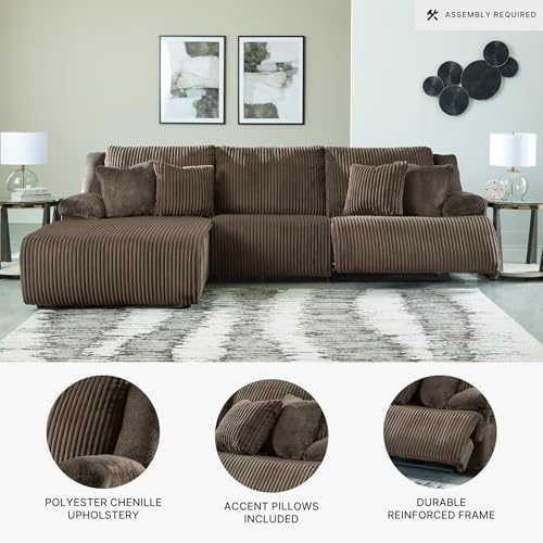 Signature Design by Ashley 3-Piece Reclining Sectional, Chocolate Brown - Image 4