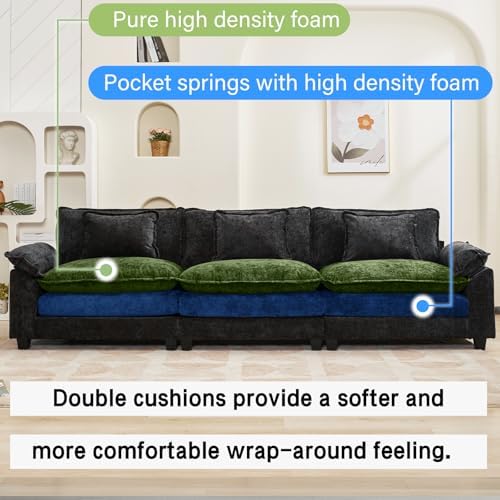 Oprisen 2 Pieces Cloud Couch Set, Upholstered Comfy Modular Sectional Sofa Deep - Image 3