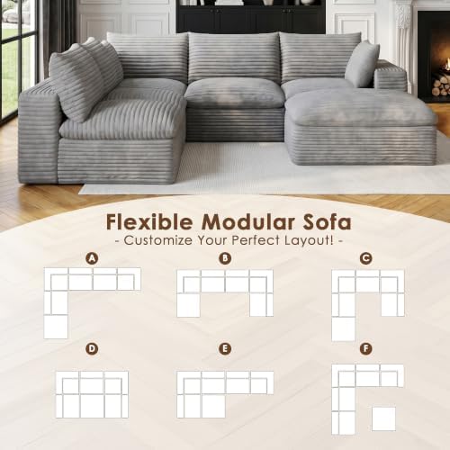 103" Cloud Couch Modular Sectional Sofa, Oversized U-Shaped 6 Seater Deep Seat - Image 5