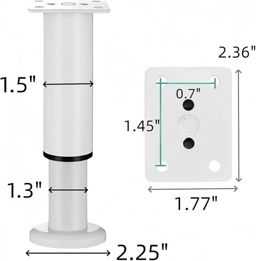 4PCS Adjustable 7.08-12.2 Inch Metal Furniture Legs White Furniture Replacement - Image 2