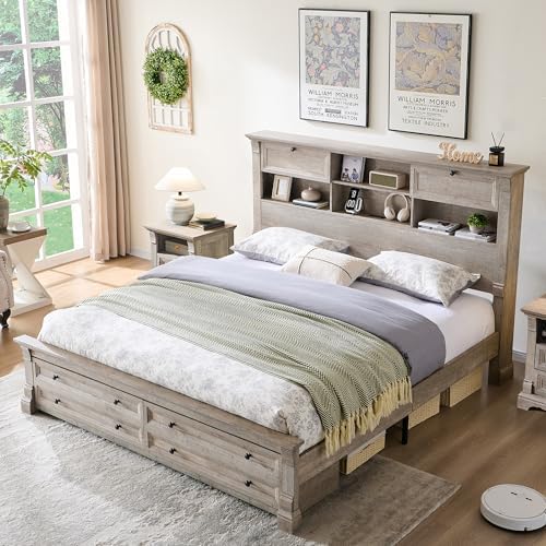 Farmhouse Wood King Size Bed Frame by T4TREAMFurniture