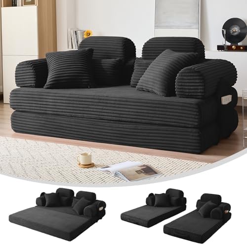 78.8" Futon Sofa Bed with High Back, Boneless Couches by NNQComfyHome