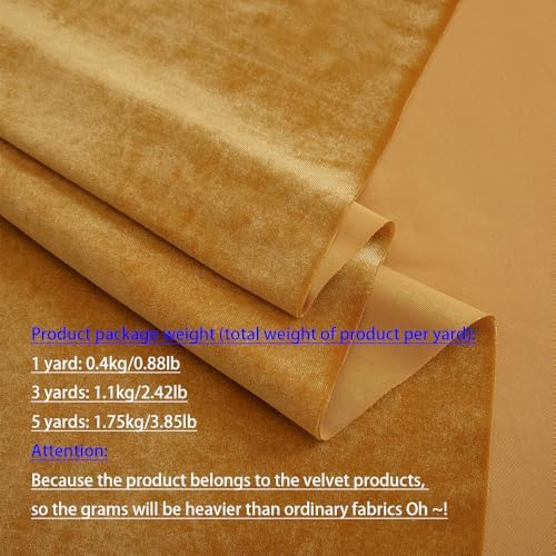 Yellow Velvet Fabric by The Yard, 5 Yards - Image 3