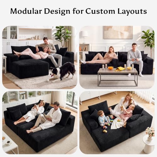 Boneless Couches for Living Room, L Shape Modular Sectional Sofa - Image 4