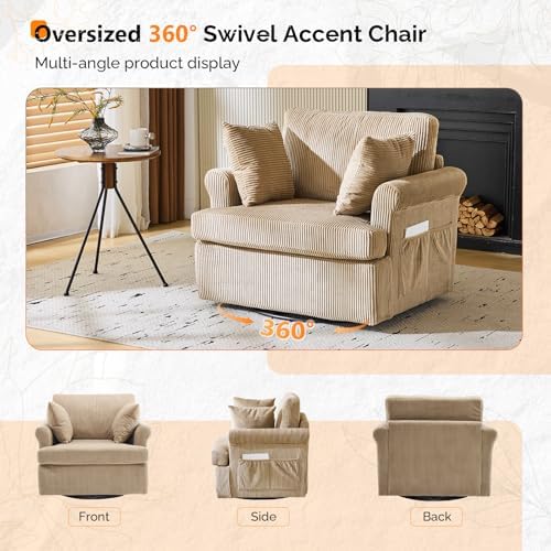 VINGL 39.2" Wide 360° Swivel Accent Armchairs - Image 5