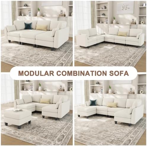 Sectional Sleeper Sofa, 6 Seaters Modular Sleeper Sofa Couch - Image 4