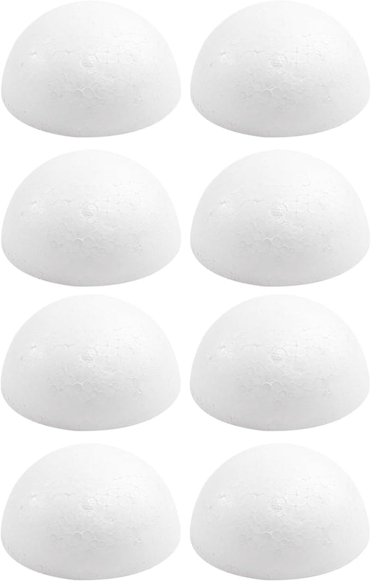 Crafjie 8PCS 4 Inchs Half Foam Balls White Half Round Polystyrene Foam Balls Craft Supplies Hemispherical Christmas Craft Ballfor DIY Home Craft Project and Art Decoration
