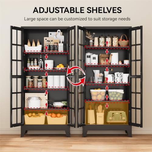 COFaR 71" Black Metal Pantry Cabinet - Image 5