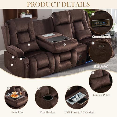 TUNYI Power Loveseat Recliner Sofa - Image 5