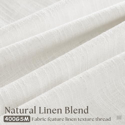 TWODRAPES Beige White Linen Pleated Curtains 30 Inch Length Light Filtering - Image 3