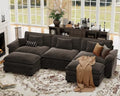 CDCASA 120" Oversized Modular Sectional Sofa, Comfy U-Shaped Cloud Couch w/ 2 by CDCASA