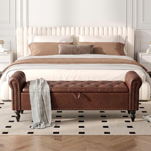 Furniliving 63” End of Bed Storage Bench, Bedroom Bench - Image 4