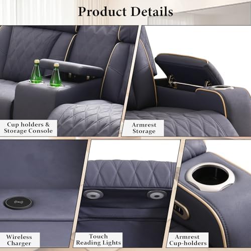 3-Piece Power Recliner Sofa Sets, Leather Reclining Couch Set - Image 6