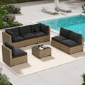 LHBcraft 7 Piece Outside Sectional Furniture Set, All Weather Wicker Patio Sofa by LHBcraft-US