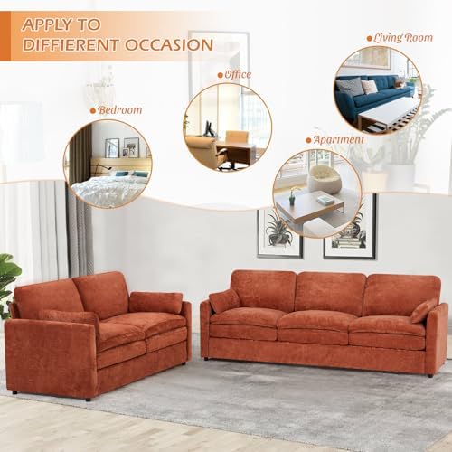89” Chenille 3-Seater Sofa w/Two Arm Pillows - Image 7