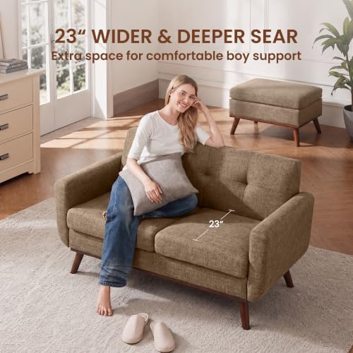 56" Small Loveseat Sofa Mid Century Modern Mini Love Seat - Image 4