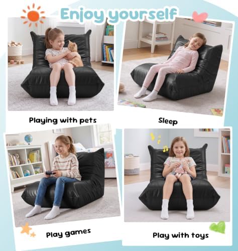 Hobestluk Bean Bag Chair Leather Togo Sofa Memory Foam - Image 4