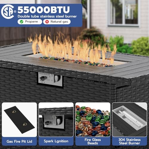 Patio Furniture Set with 44'' Fire Pit Table - Image 3