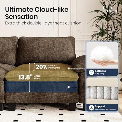PHI VILLA 2-Piece Modular Loveseat Couch & 3-Seat Sectional Sofa Set - Image 4