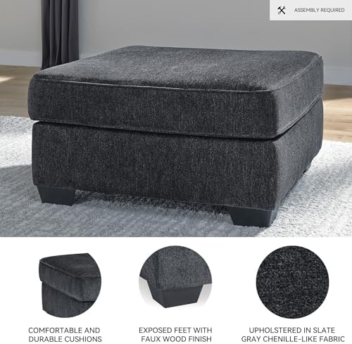 Signature Design by Ashley Altari Oversized Square Ottoman, Slate Gray - Image 4