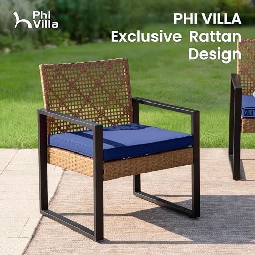 PHI VILLA 4 Piece Brown Wicker Patio Furniture Set - Image 4
