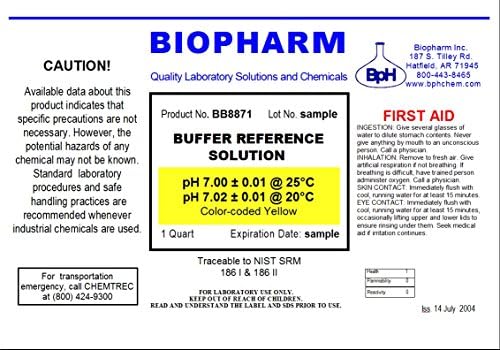 Biopharm pH 4.00 & 7.00 Calibration Buffer 2-Pack, 1 Quart Each - Image 3