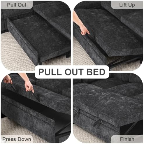 108''Modular Sectional Sleeper Sofa, L Shape Pull Out Sofa Bed - Image 5