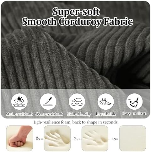 79'' Convertible Compressed Corduroy Folding Cloud Sofa Bed, 4 in 1 Modern - Image 6