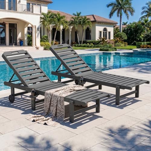 SERWALL HDPE Outdoor Chaise Lounge Set of 2 - Image 2