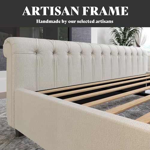 AMERLIFE California King Upholstered Sleigh Bed Frame - Image 7