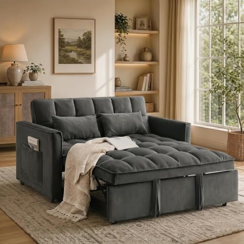 NicBex Sleeper Sofa Bed with Adjustable Backrest & Side Pockets by NicBex