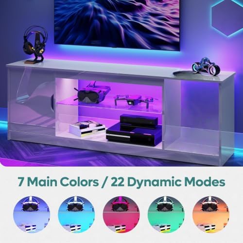 Bestier 57" Gloss White TV Stand - Image 6
