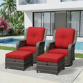 4 Piece Outdoor Wicker Patio Furniture Set, Outdoor Swivel Rocker Patio Chairs by Gardenbee