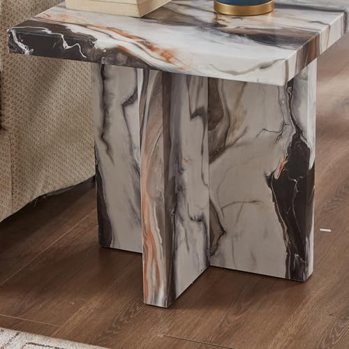 Roundhill Furniture Cavira Modern Faux Marble Living Room Side Table - Image 6