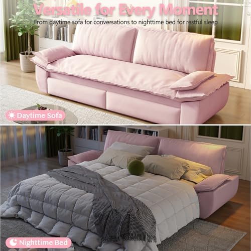 70.1" Sleeper Sofa Bed Queen Size, Pull Out Convertible Velvet Couch - Image 3