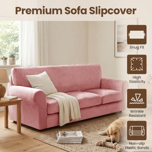 XINEAGE 4-Piece Velvet Oversize Sofa Cover, Couch Covers - Image 2