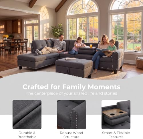 Linen L-Shaped Couch Set - Image 3