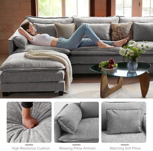 ELUCHANG 150" Oversized Modular Sectional Sofa Cloud Couch, 6 Seater U Shaped - Image 3