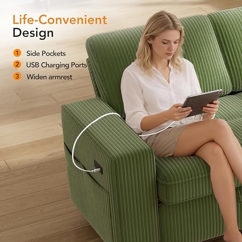 WEUP 105" Sectional Sofa with Pull Out Bed, U Shaped 4 Seat Sleeper Sofa with 2 - Image 7