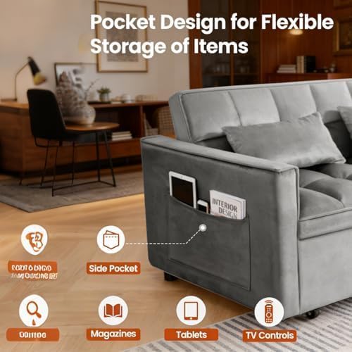 NicBex Sleeper Sofa Bed with Adjustable Backrest & Side Pockets - Image 3
