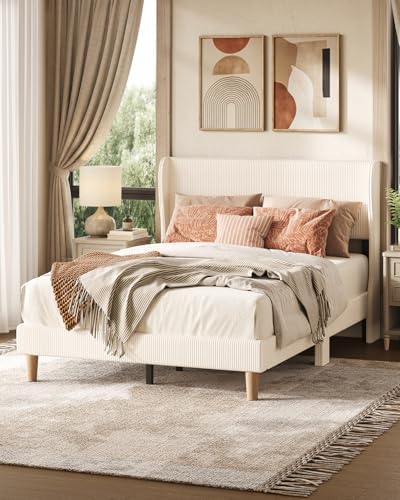Bestier Full Bed Frame with Wingback Headboard, Upholstered by Bestier
