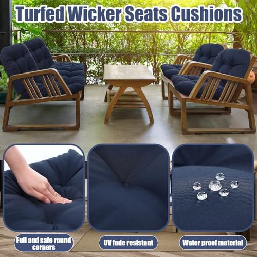 Youyole 7 Pcs Wicker Chair Cushions Set, 44 x 19'' Outdoor Waterproof Loveseat - Image 2
