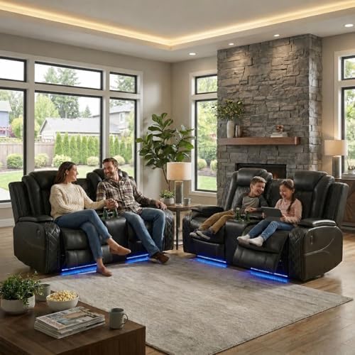 Power Reclining Leather Sofa Set – 2-Piece Home Theater Seating - Image 3