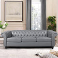LEVNARY Chesterfield Sofa, Classic Tufted Upholstered Leather Couch, Modern 3 by LEVNARY