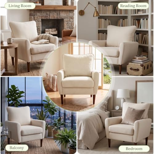 Comfy Accent Chair with Spring Sponge Cushion, Upholstered Armchair - Image 7