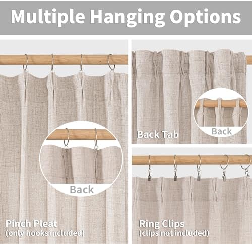 YoungsTex Natural Linen Curtains 40 Inch Length - Image 5