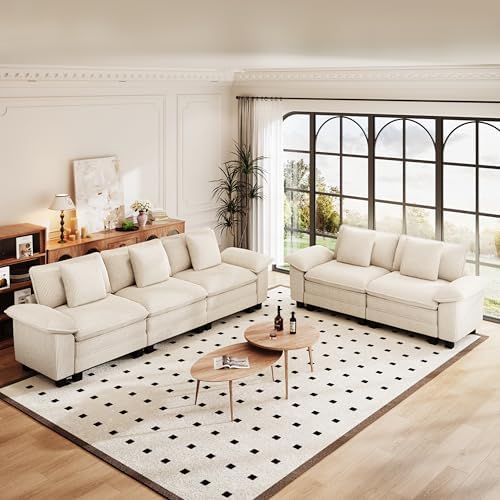 PHI VILLA 2-Piece Modular Loveseat Couch & 3-Seat Sectional Sofa Set - Image 2