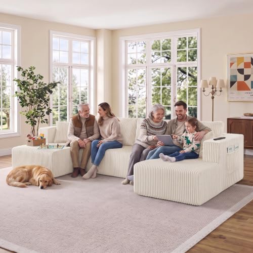 Skepphlay 132" U Shaped Couch, Boneless Sectional Couches - Image 7