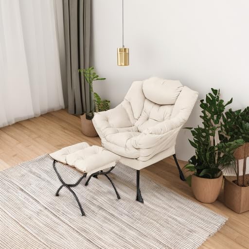 Welnow Lazy Chair with Ottoman, Reading Chair with Footrest - Image 2