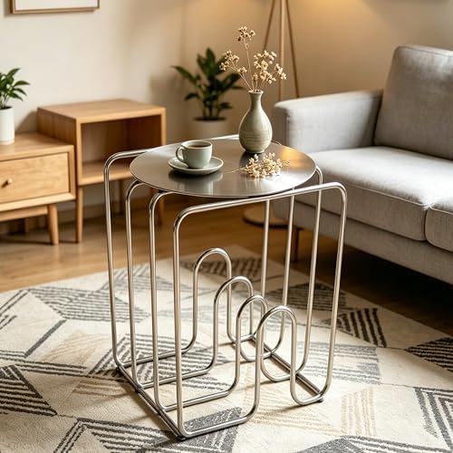 Chrome Side Table, Modern Metal Side Table - Image 6